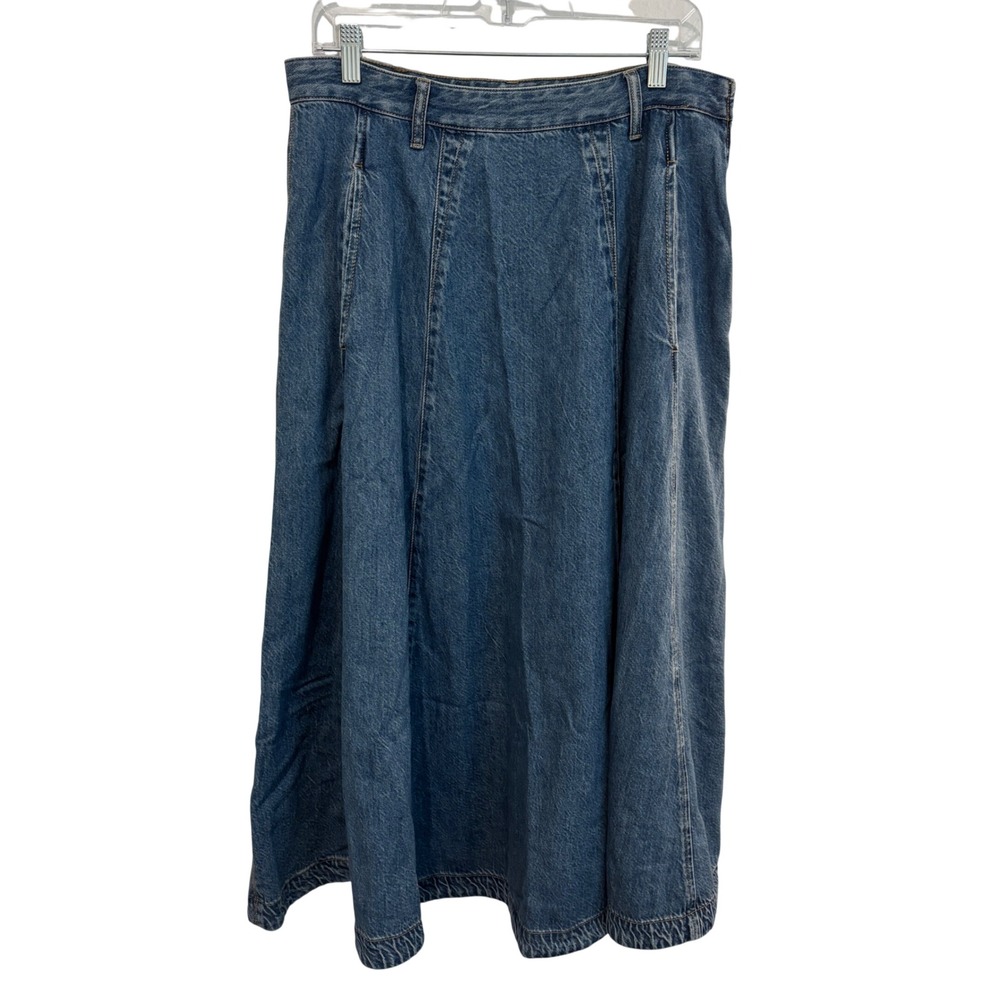 New Madewell Blue Jean Denim Midi Skirt Womens 30 Flare A-Line Boho Cotton Blend - Picture 3 of 10